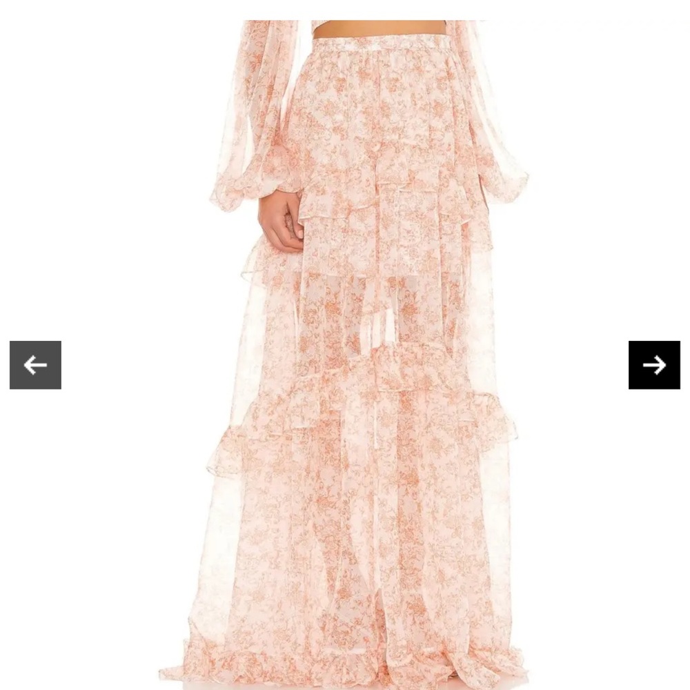 Caroline Constas Pink Floral Maxi Skirt